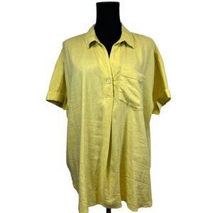 Madewell Womens Linen Blend Top Size XL Popover Tunic Logenlook Cottage Boho